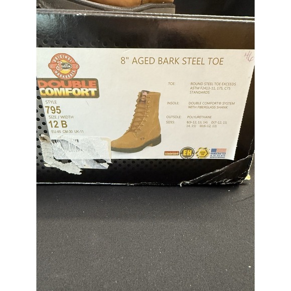 Justin Boots New 8" Aged Bark Steel Toe Mens 12 B Work Lace 795 EH Comfort Foam - Picture 7 of 11